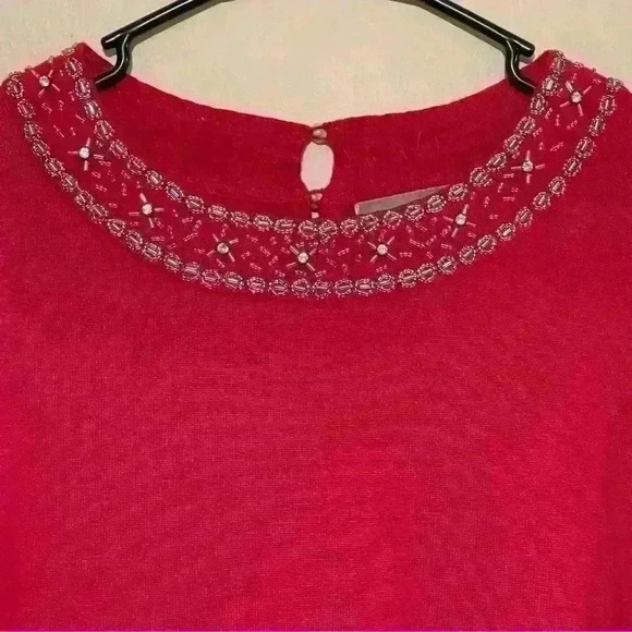 Croft & Barrow WOMEN'S Red Rayon Blended  SZ SMALL Jeweled SWEATER  New - Picture 4 of 12